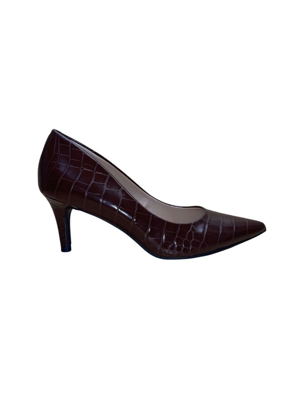 Alfani Women’s Brown Manmade Crocodile-Embossed Pointed-Toe Jeules Heels Sz 7.5M